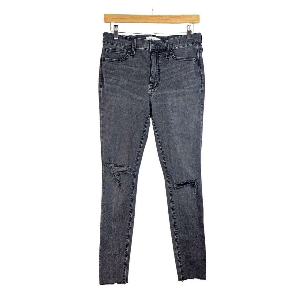 Madewell Women's 9" High-Rise Skinny Jeans in Black Sea Size 29 H2230 Raw Hem